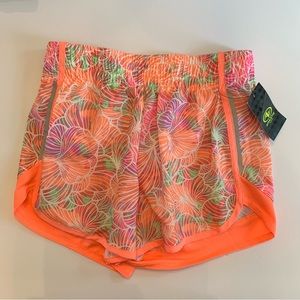 Athletic Works Girls Running Short Size Large 10-12, Tropical Orange Flower